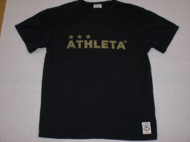 ATHLETAアスレタ 黒×ゴールド 信用 最新アイテム Tシャツ USED L