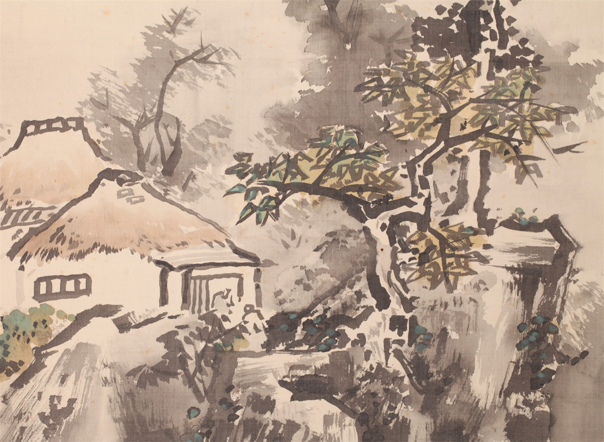 無盡蔵】【真作】中村不折 水墨山水 〇帝国芸術院会員 太平洋美術学校