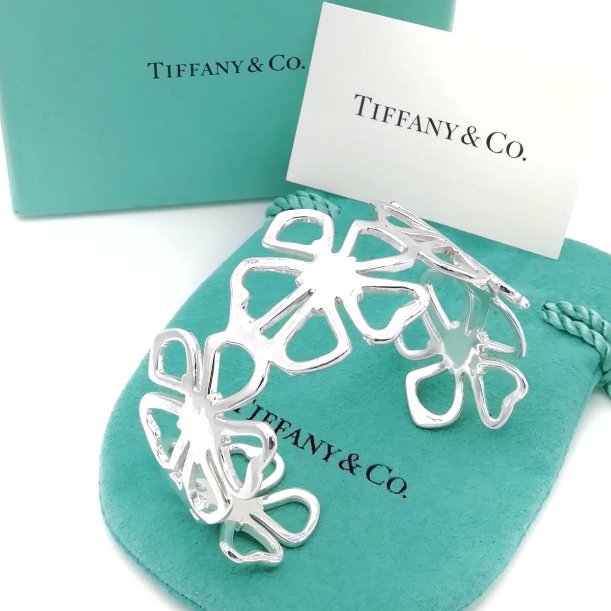 海外ブランド ワイド ティファニー Tiffany&Co. 極希少 カフ AA53 花