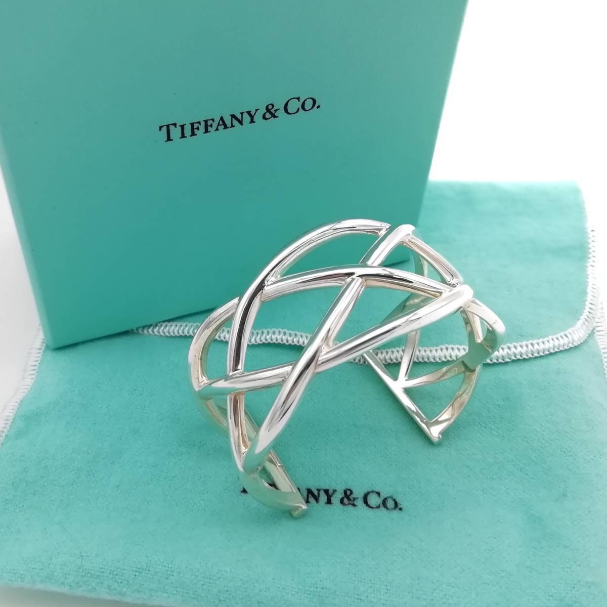 極希少 美品 Tiffany&Co. ティファニー メッシュ 編み込み シルバー