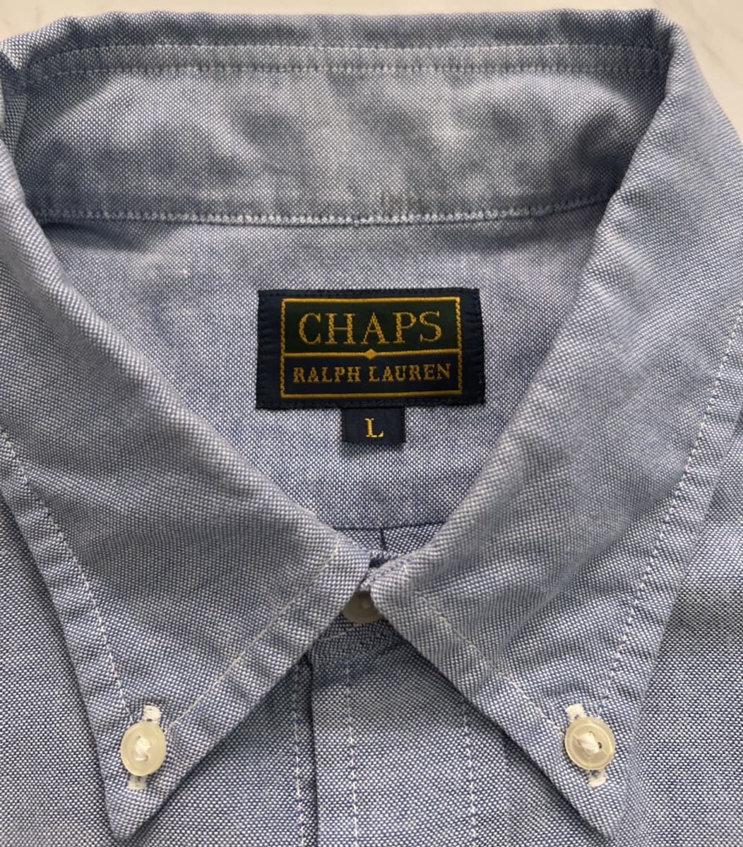 超 美品 希少 CHAPS Ralph Lauren 90s vintage 薄手 オックスフォード ボタンダウン 半袖 シャツ L サックス チャップス ラルフローレン_画像8