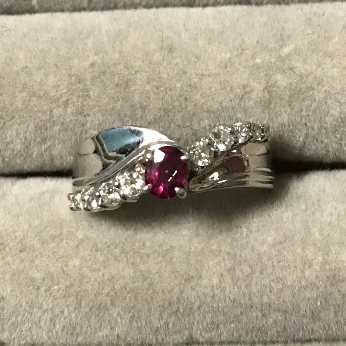 ルビーダイヤモンドリング 0.36ct pt900 14号 腕時計、アクセサリー