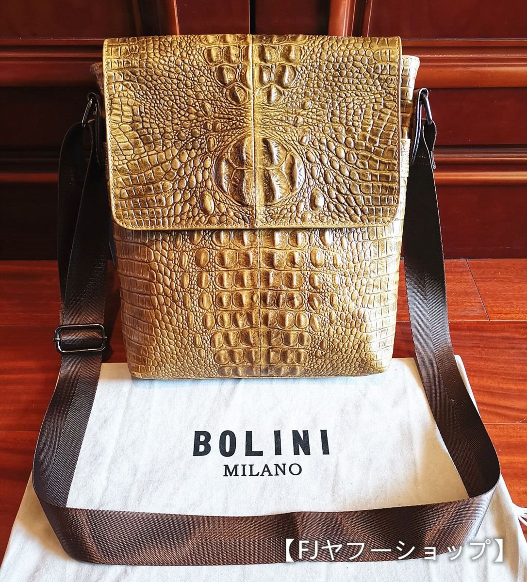 定価約16万】BOLINI クロコダイル型押し 本革クラッチバッグ バッグ