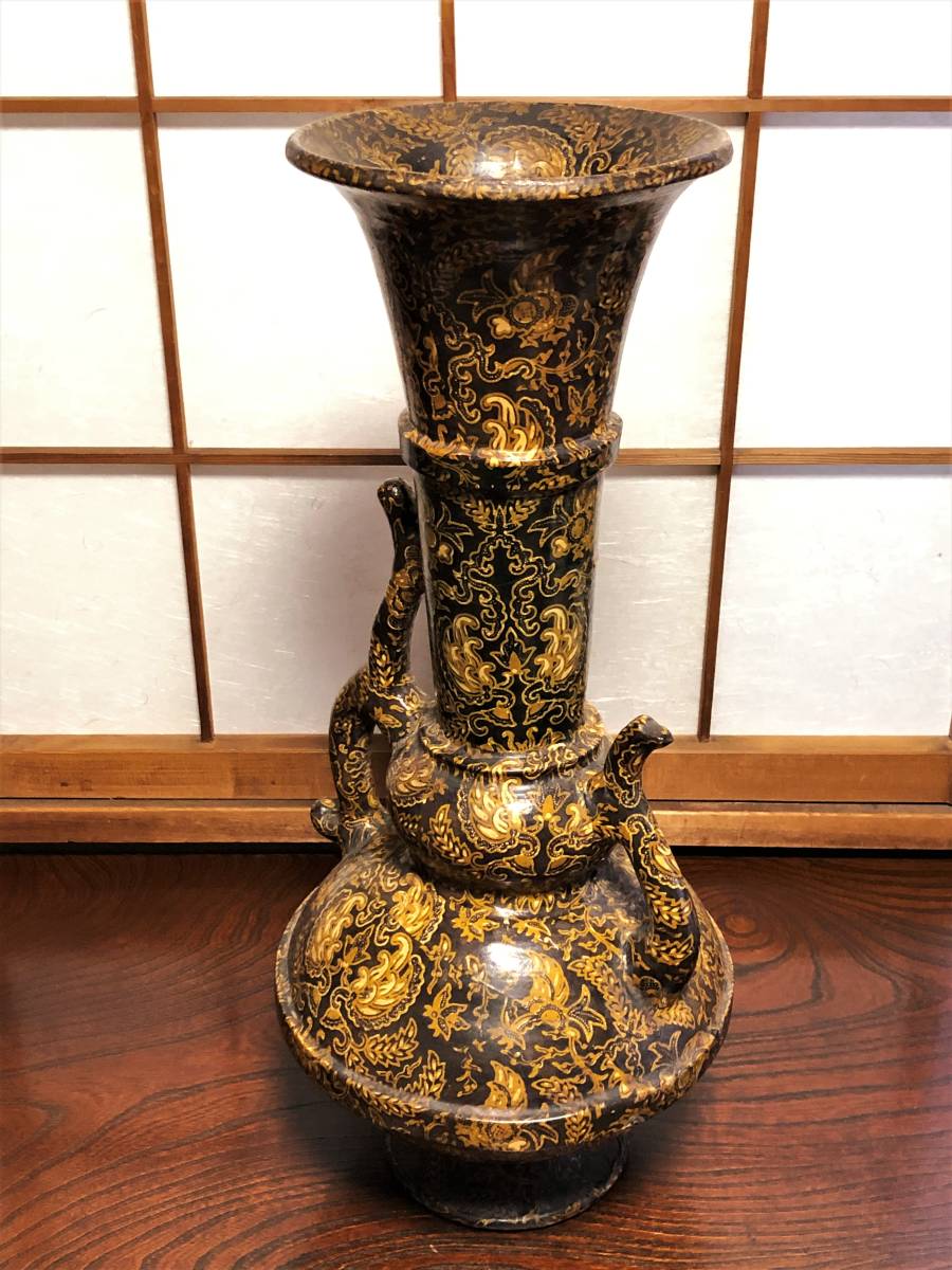 【アンティーク　底孔花器】　中世ボタニカルデザイン　インテリア花瓶　高65.5ｃｍ　　　M0225B_画像2