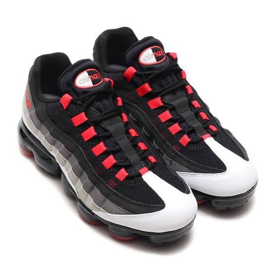 27.5cm → US9.5 ← NIKE AIR VAPORMAX 95 WHITE HOT RED Dark PEWTER GRANITE エアヴェイパーマックス95 ホットレッド 箱付き_画像2