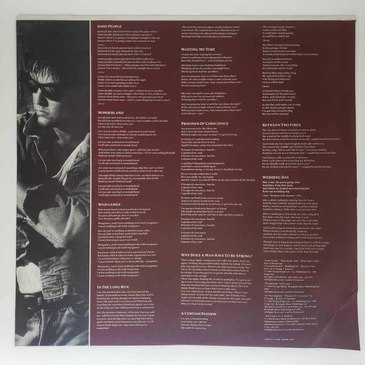 良盤屋 P-2716◆LP◆US 輸入盤 Pop Rock　 　ポール・ヤング　　Paul Young／ Between Two Fires 1986　　まとめて送料480_画像4