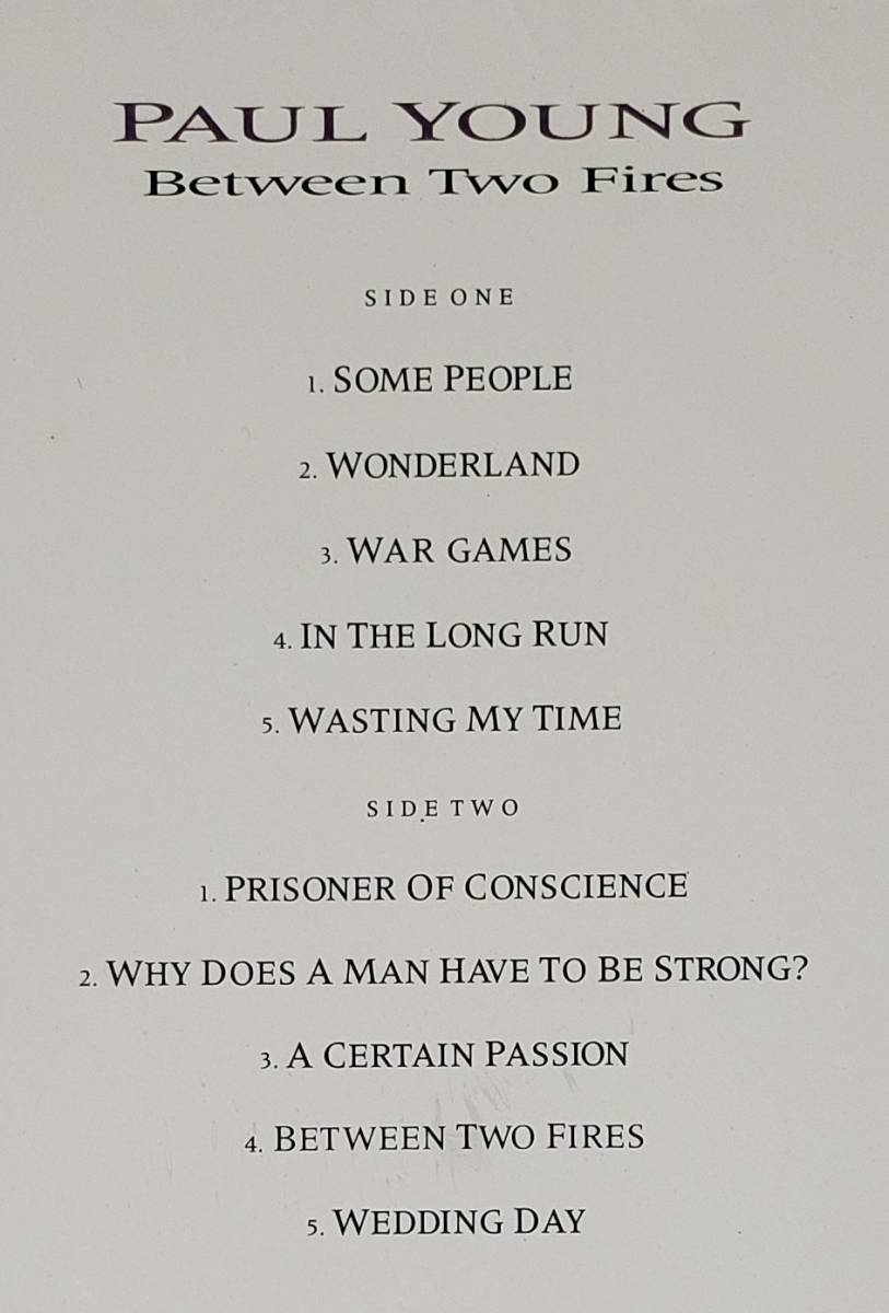 良盤屋 P-2716◆LP◆US 輸入盤 Pop Rock　 　ポール・ヤング　　Paul Young／ Between Two Fires 1986　　まとめて送料480_画像3