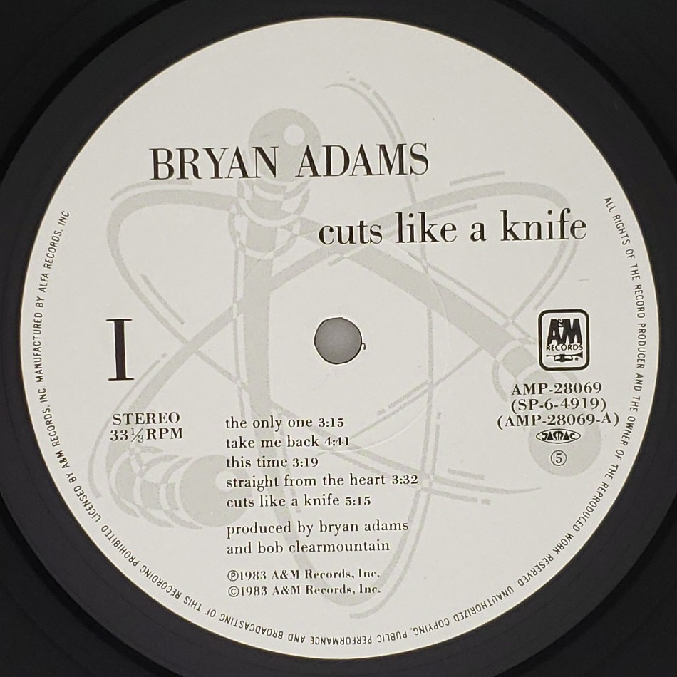 良盤屋 P-2783◆LP◆ Pop Rock, 　ブライアン・アダムス　 Bryan Adams ／Cuts Like A Knife 1983　　まとめて送料480_画像9
