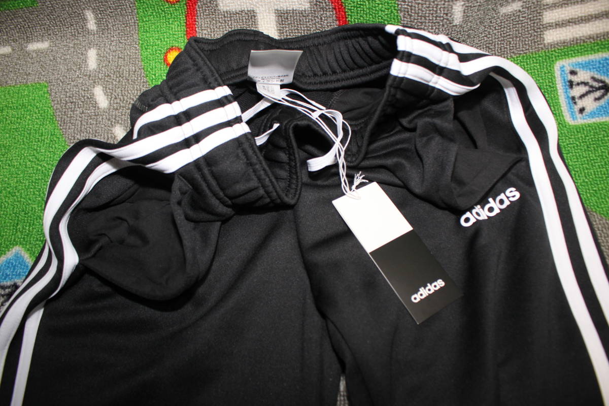 未使用アディダスadidas 140㎝ ジャージパンツ 黒x白 3本線 未使用アディダスadidas 140㎝ ジャージパンツ 黒x白 3本線