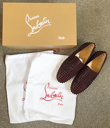 ◆Christian Louboutin 極美品 ROLLER-BOAT FLAT CALF/GG/SPIKES LIE DE VIN-42 クリスチャンルブタン ローラーボート スパイク スニーカー_画像7