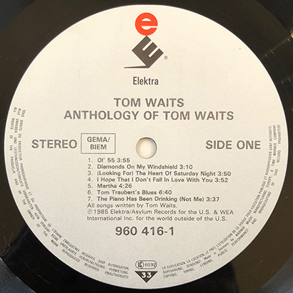 ■1985年 オリジナル US盤 TOM WAITS / ANTHOLOGY OF TOM WAITS 極美品 トム・ウェイツ/アンソロジー 960 416 ELEKTRA/Asylum RECORDS_画像4