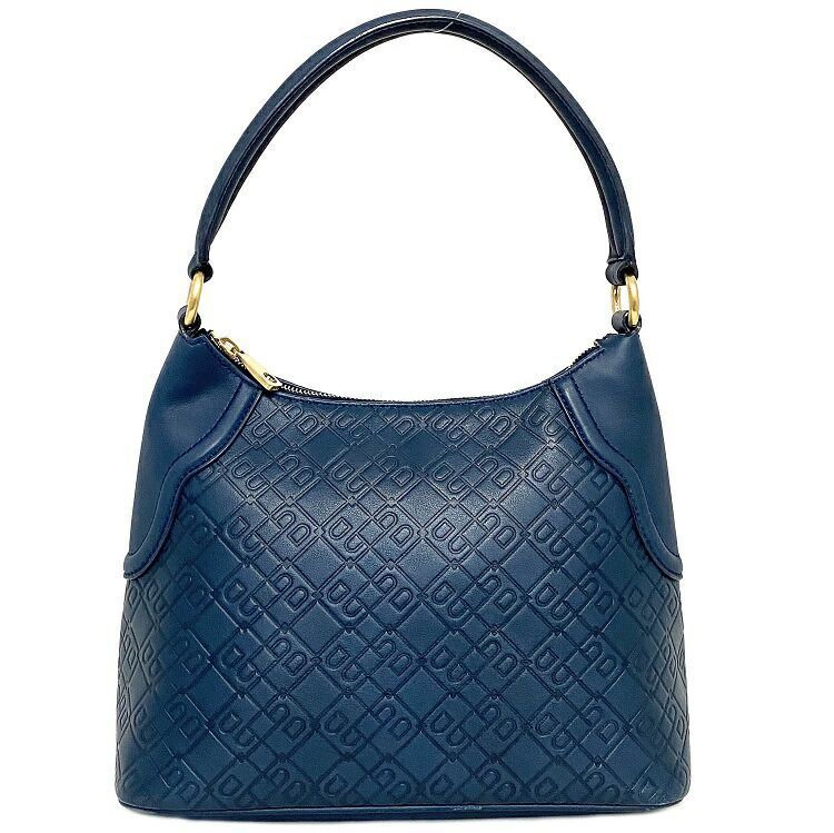 バリー ハンドバッグ ブルー ゴールド BECYLIA-SM 美品 レザー BALLY