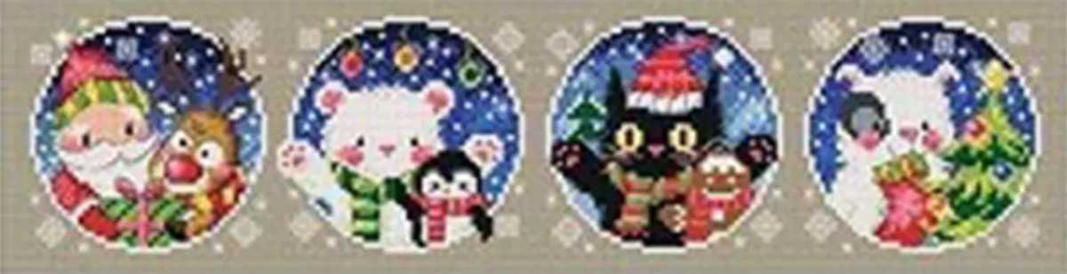 クロスステッチキット 可愛いクリスマス サンタクロース 熊 猫 犬 刺繍キット 初級 スターターキット 