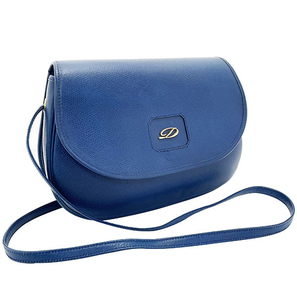 デュポン ショルダーバッグ 革 ブルー 青 S.T. Dupont ポシェット ミニショルダー バッグ 斜め掛け バッグ バック カバン 鞄 (10411)