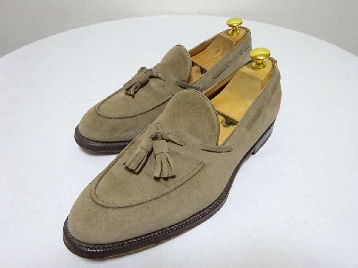 GABRIELE PELUSOpe Roo zoU chip tassel Loafer suede Loafer Sand 39.5 25.5cm rank ITALY made 