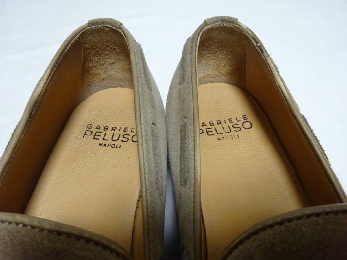 GABRIELE PELUSOpe Roo zoU chip tassel Loafer suede Loafer Sand 39.5 25.5cm rank ITALY made 