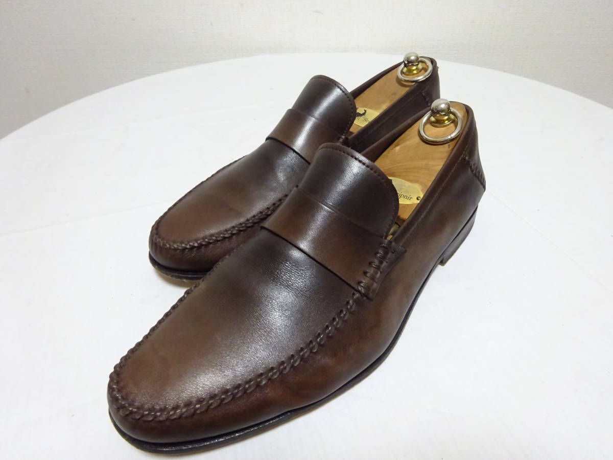 Santoni　サントーニ　Uチップローファー　レザーローファー　ダークブラウン　アンライニング仕様　ITALY製　10　28.5cm位_画像1