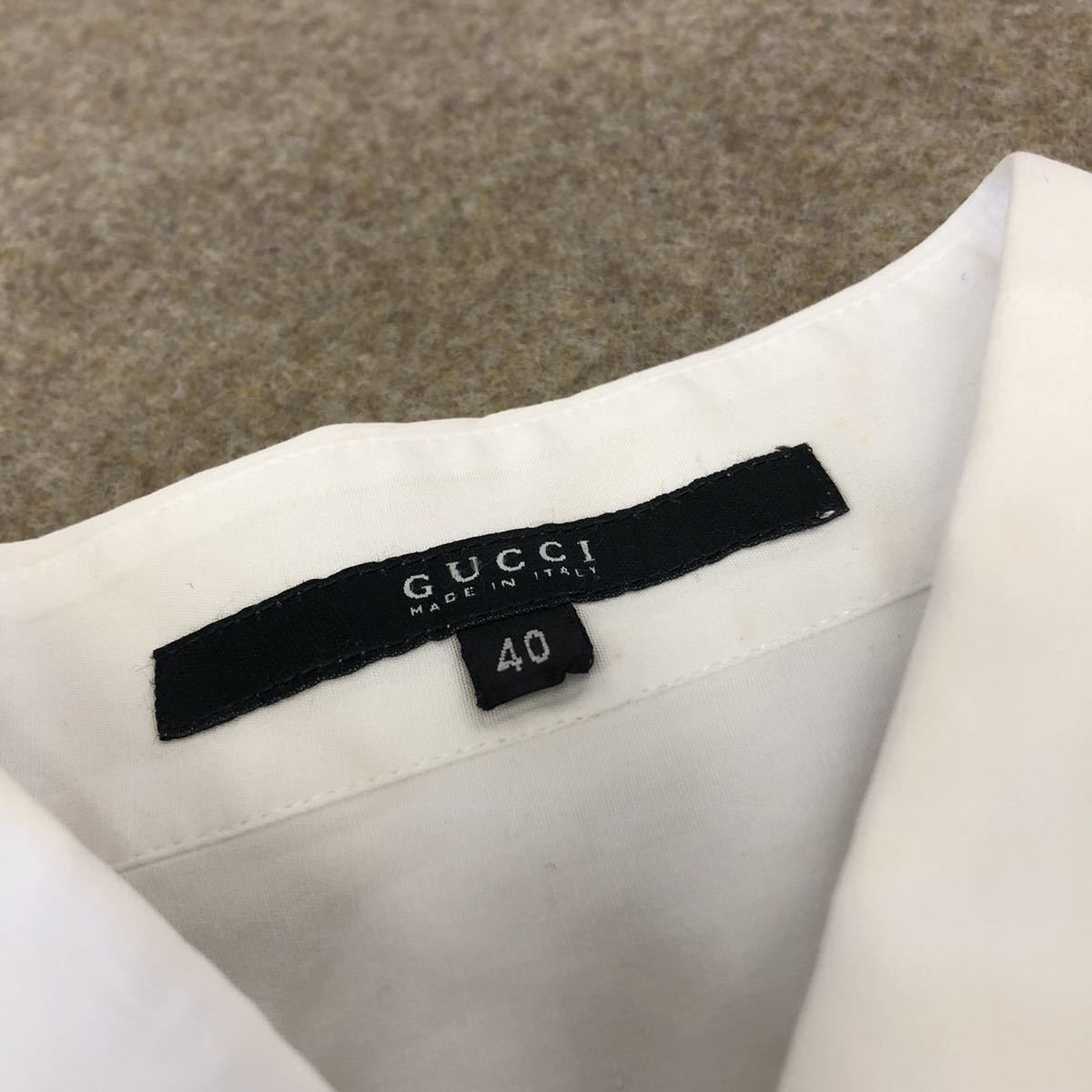 Dc1 イタリア製☆ GUCCI グッチ 長袖シャツ コットンシャツ 白シャツ