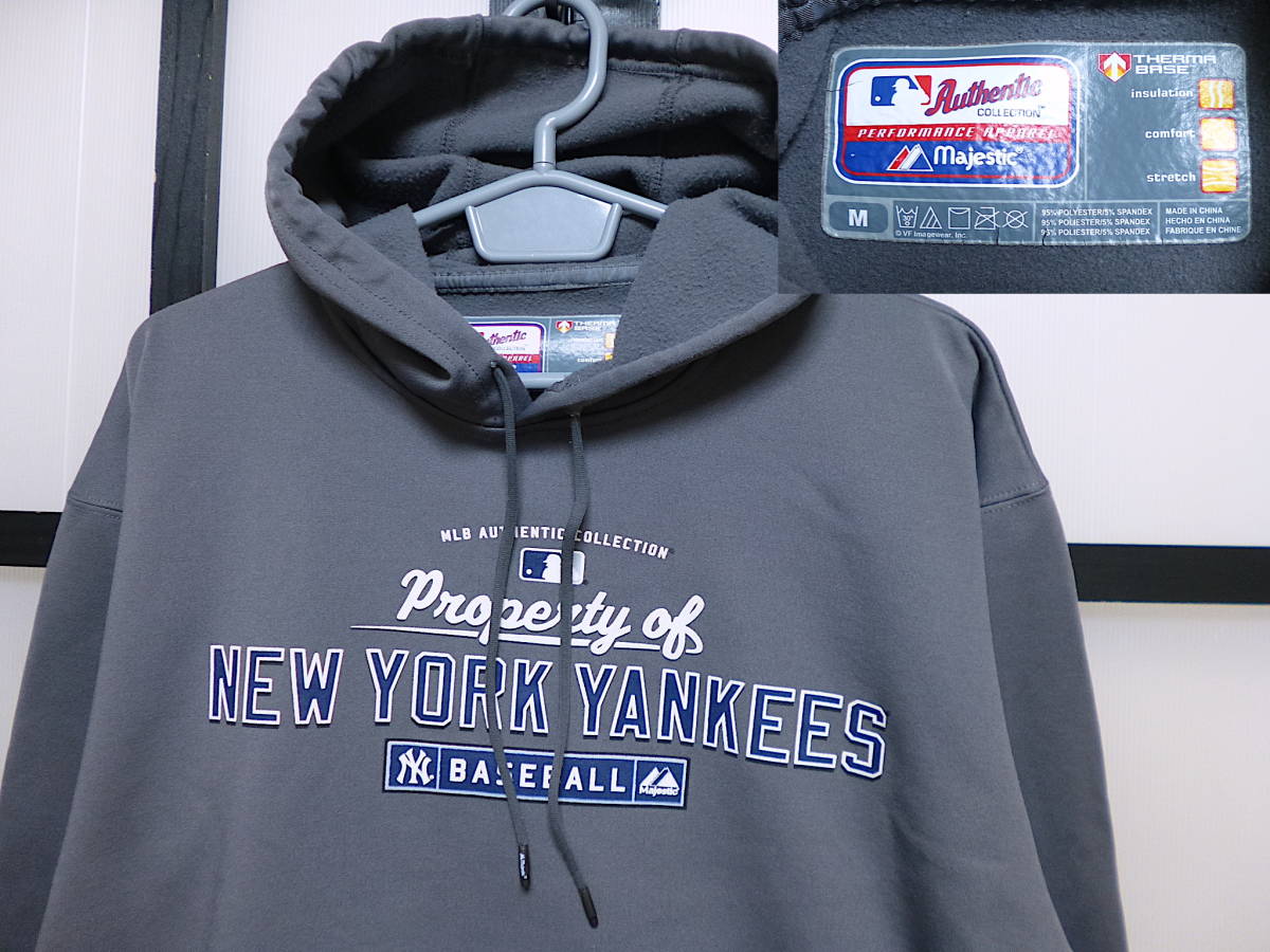 US古着 マジェスティック製 MLB ニューヨーク ヤンキース サーマベース スウェット パーカー / majestic New York Yankees THERMA BASE