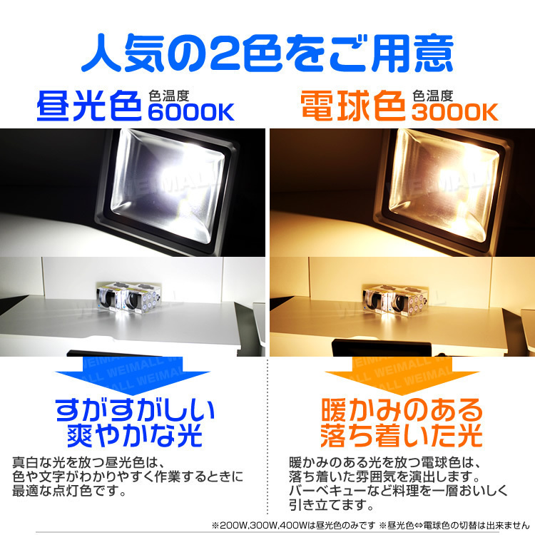 LED 投光器 8個セット 50w 3000k 電球/イエロー色 防水IP65 照明 業務用_画像6