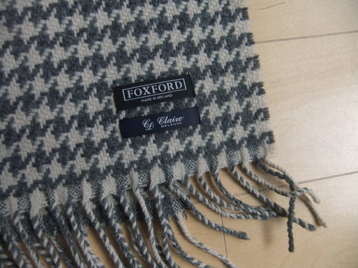 MADE IN IRELAND FOXFORD アイルランド製 千鳥格子柄 マフラー_画像2