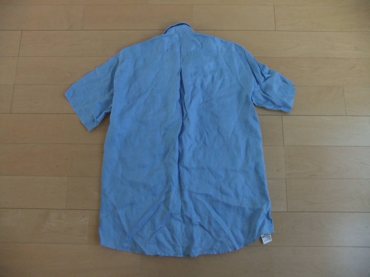 MADE IN ITALY 100%LINEN BASILE SHIRT blue イタリア製 リネン シャツ 水色_画像4