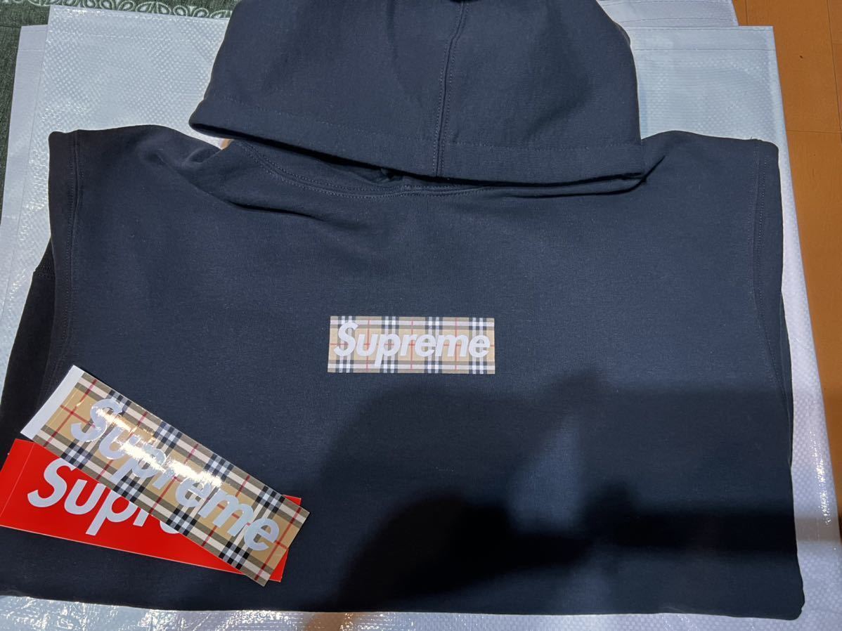 Supreme Burberry Box Logo Hooded Sweatshirt Black Lサイズ 新品未