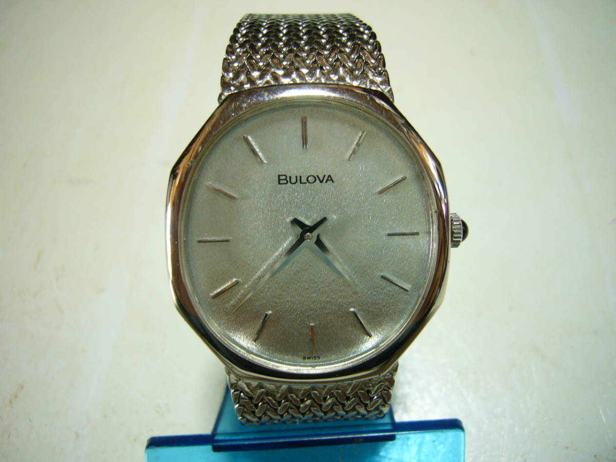 ☆美品 BULOVA ブローバ 手巻き メンズ時計 SWISS シルバー文字盤