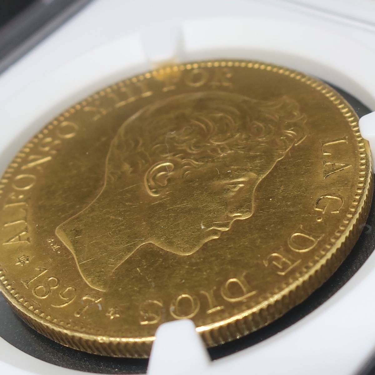 スペイン アルフォンソ13世 100ペセタ 金貨 1897(97) SGV MS60 NGC 鑑定済みアンティークコイン 資産防衛_画像5