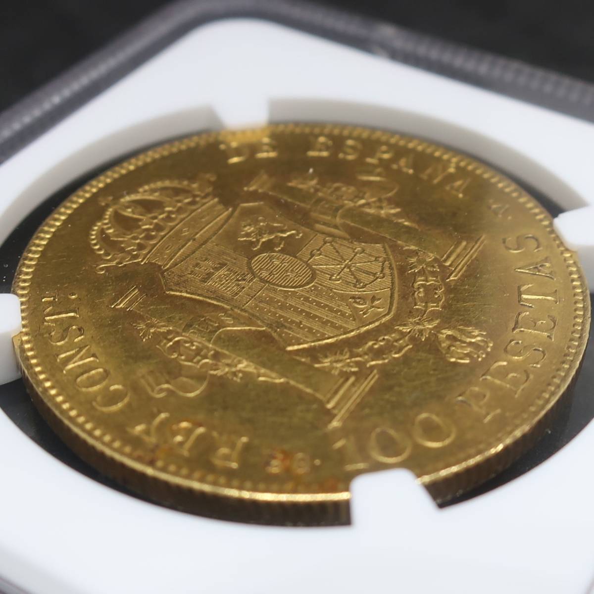 スペイン アルフォンソ13世 100ペセタ 金貨 1897(97) SGV MS60 NGC 鑑定済みアンティークコイン 資産防衛_画像7