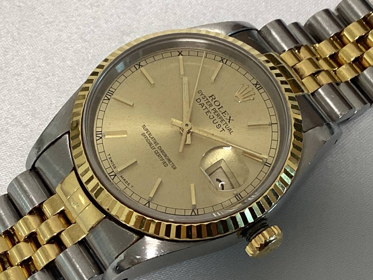 ROLEX DATEJUST デイトジャスト メンズ 16233 1993年製 YG×SS ギャランティー他付属品一式_画像1