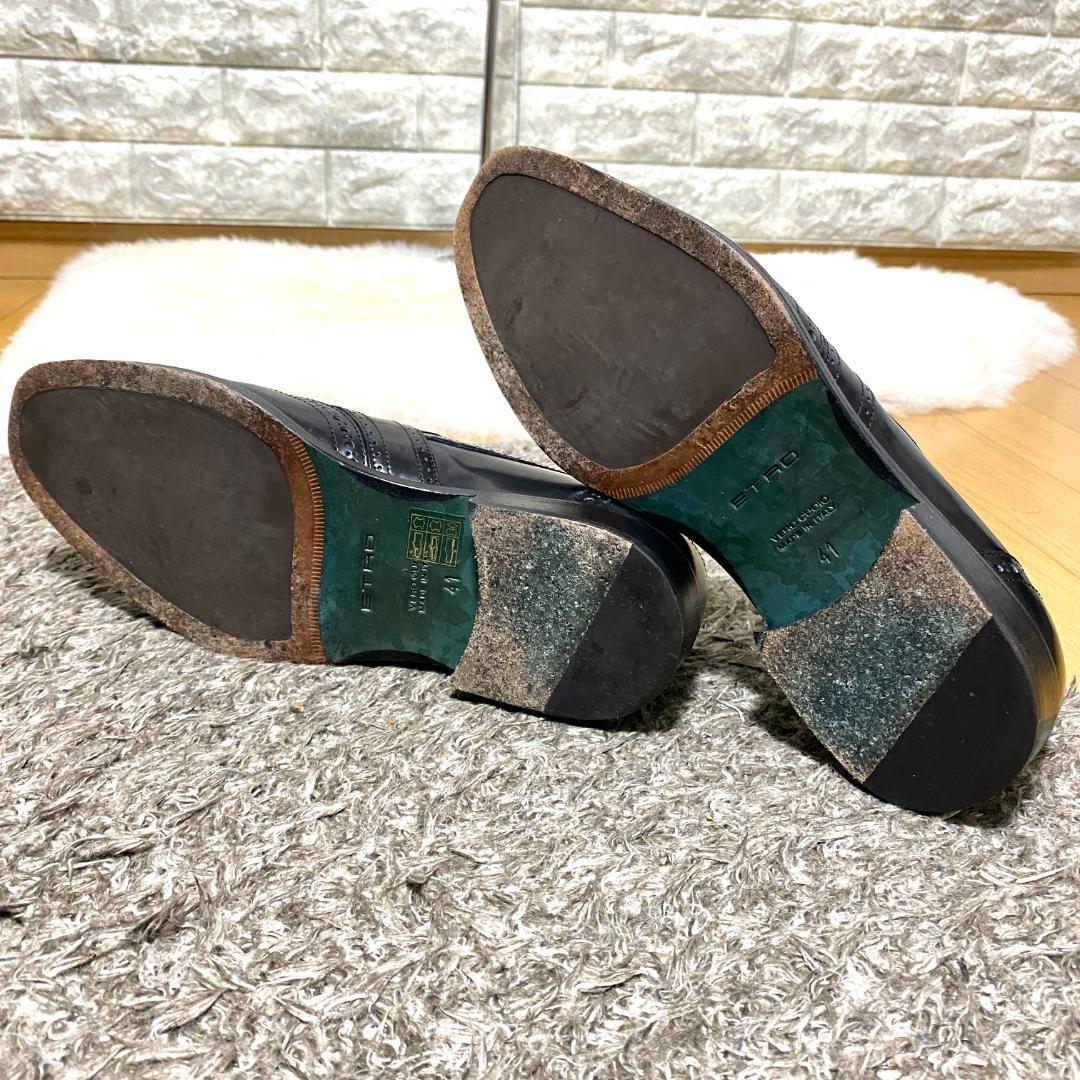 美品 ETRO エトロ メンズ タッセルローファー メダリオン 黒 41