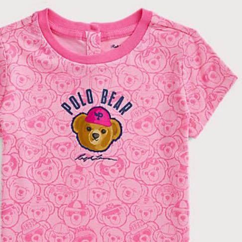 ポロベア 激かわ ポロ ラルフローレン ベビー Tシャツ Polo キッズ 子供服 女の子 出産祝い 誕生日 ギフト ピンク 総柄 ブランド 新品 正規