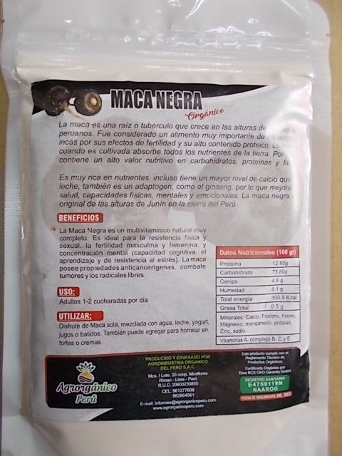 ♪特価♪ 黒 マカ 100% オーガニック 有機 大容量 230g 粉末 ペルー 本国 使用 ~2023.12_画像2