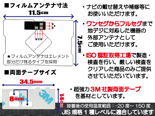 トヨタ TOYOTA 用 GPS一体型アンテナ フィルム 両面テープ セット NSLN-W62 対応 地デジ ワンセグ フルセグ 高感度 受信_画像2