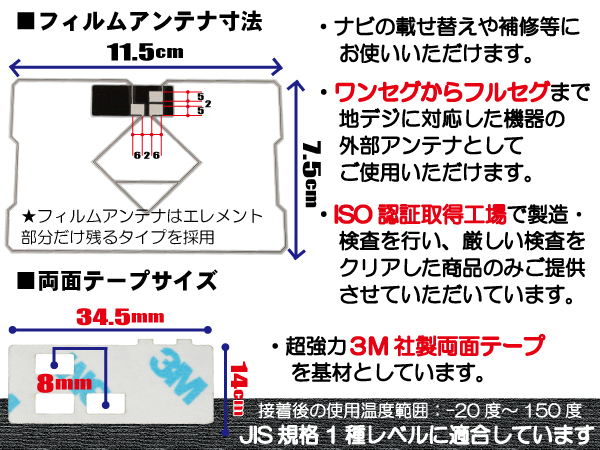 イクリプス ECLIPSE 用 GPS一体型アンテナフィルム 両面テープ セット AVN779HD 対応 地デジ ワンセグ フルセグ 高感度 受信_画像2