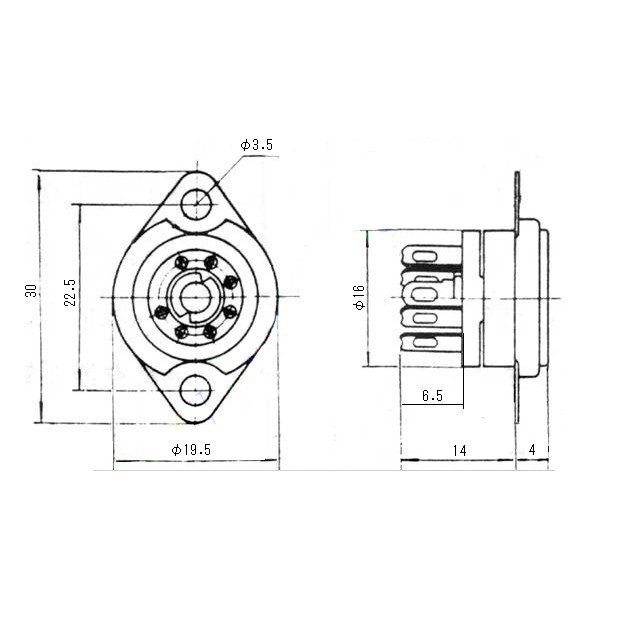 MT 7ピン 真空管ソケット 金メッキ 4個 新品 管理番号[SO0049]_画像3