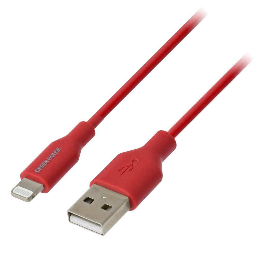 送料無料 ライトニングケーブル USB Type-A to Lightningケーブル グリーンハウス １メートル レッド GH-ALTUG100-RD/5614ｘ１本_画像1