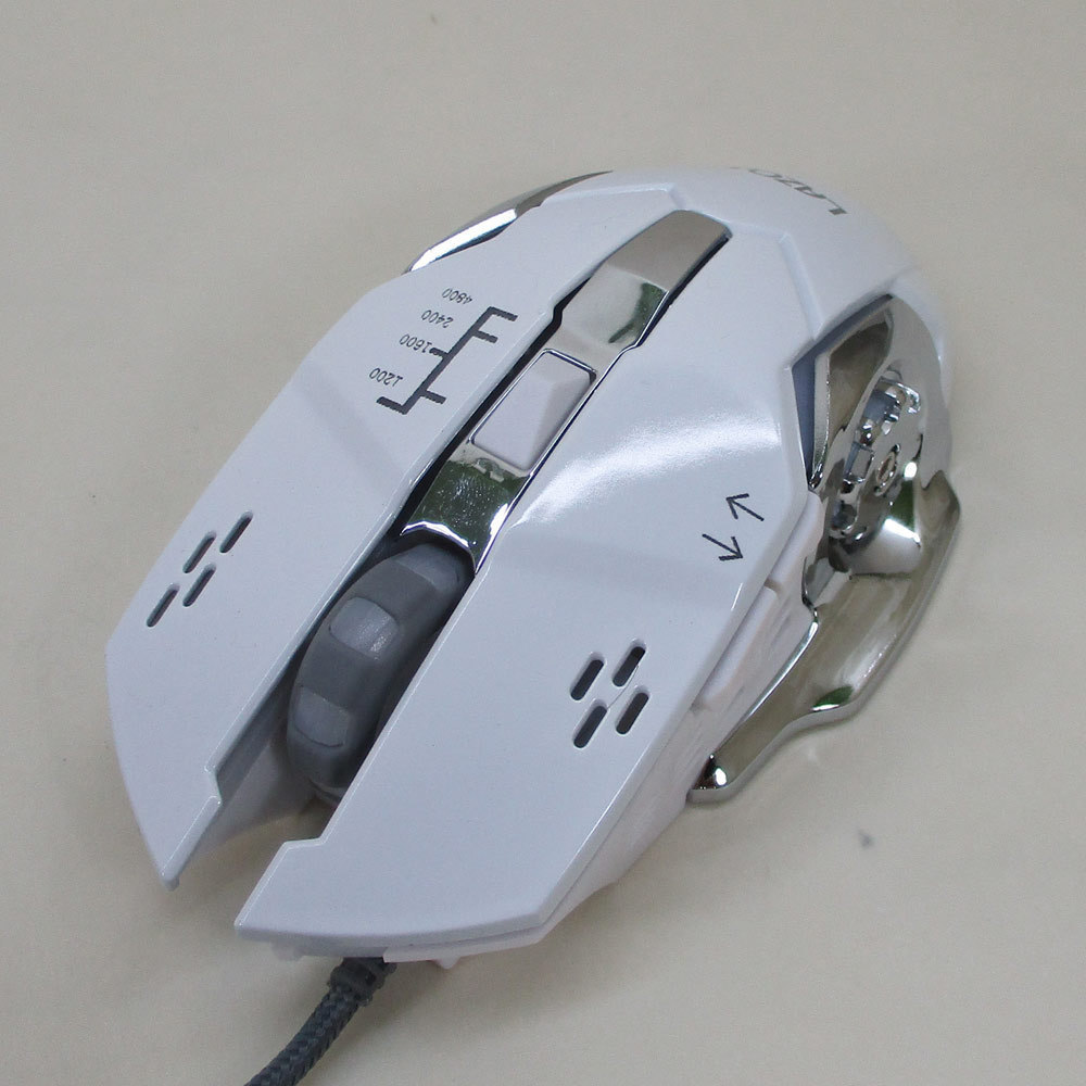 同梱可能 有線ゲーミングマウス 6ボタン 全ボタン設定可能 LAZOS ホワイト L-MSG6-W/5977ｘ２台セット/卸_画像2