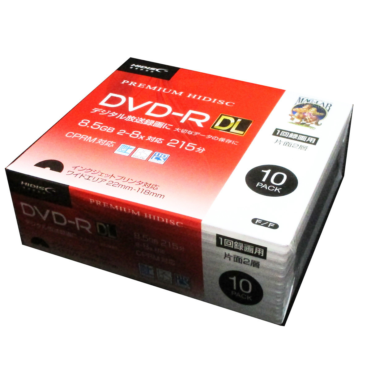 同梱可能 DVD-R DL 録画用 片面2層 8.5GB 10枚 8倍速 CPRM対応 10枚 スリムケース入り HIDISC HDDR21JCP10SC/0537ｘ１個_画像2