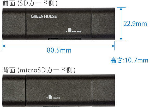 同梱可能 カードリーダー/ライター スマホ パソコン USB Type-C +USB Type A グリーンハウス GH-CRACA-BK/8869ｘ２台セット/卸_画像5