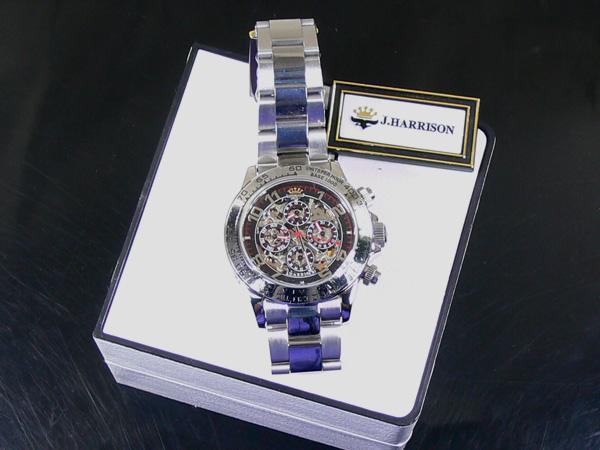同梱可能 J.HARRISON/ジョンハリソン Wスケルトン自動巻腕時計JH-003RB