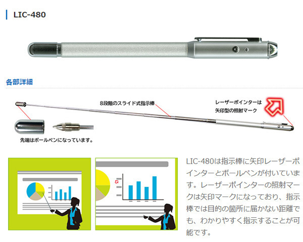  free shipping laser pointer arrow seal indication stick ballpen PSC Mark LIC-480 made in Japan 