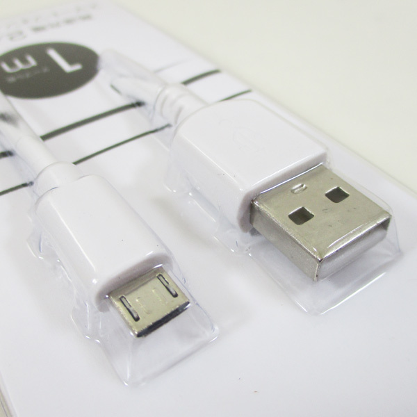 送料無料メール便 マイクロUSB microUSBケーブル1m 白 スマホ/タブレット高速充電/データ通信 HIDISC HD-MCC1WH/1231ｘ２本セット/卸_画像2