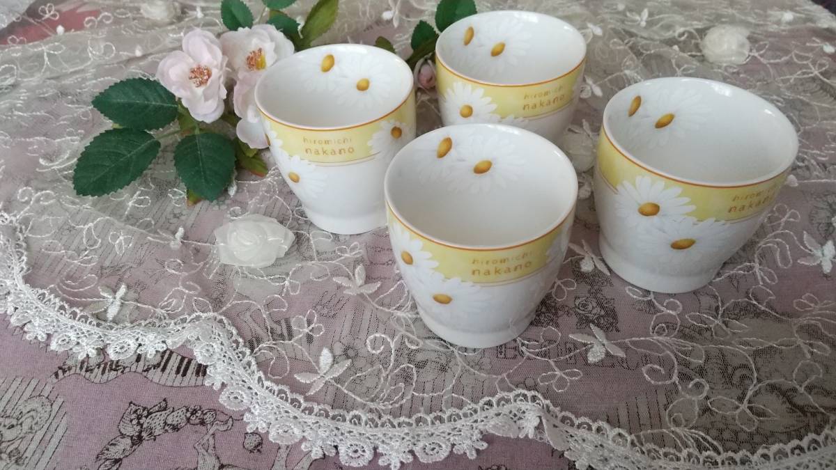 [hiromichi nakano] Hiromichi Nakano floral print design teacup 4 piece yellow *.