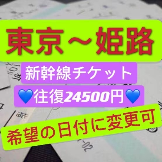 東京~姫路【日付変更可】東海道新幹線チケット 往復 自由席 乗車券+