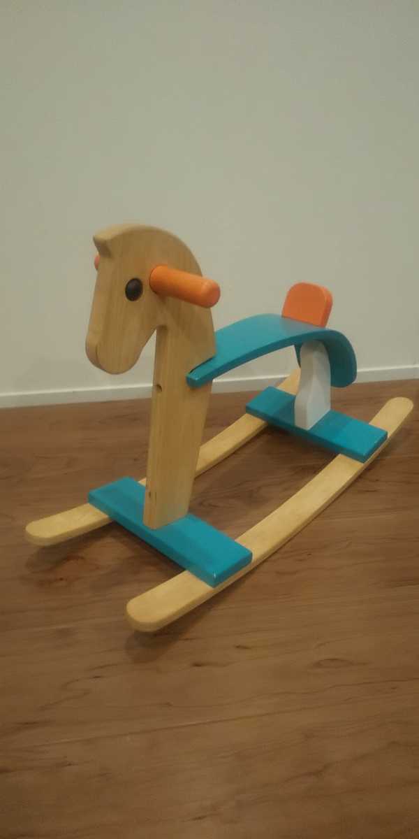  used wooden horse wooden locking hose for children . thing postage included anonymity delivery 71×45×25 centimeter wooden toy 