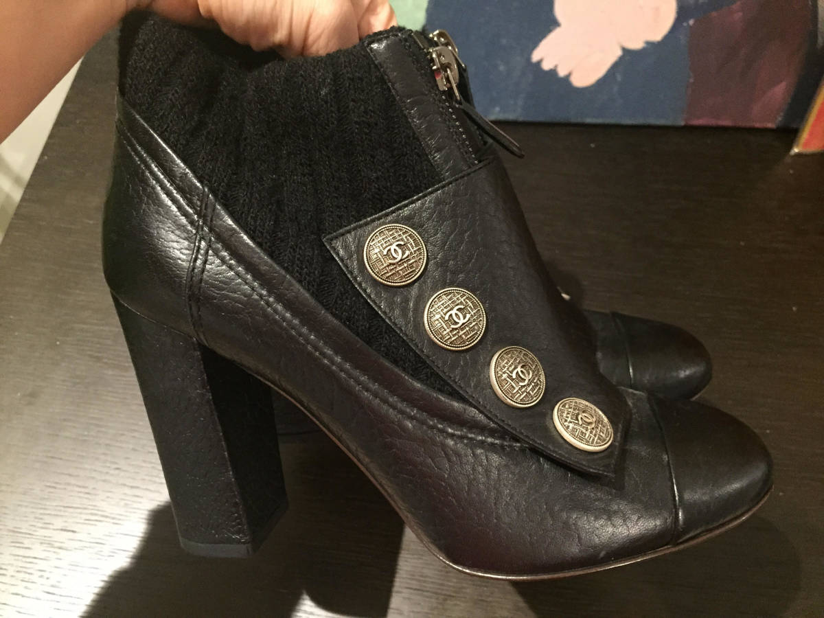 シャネル chanel 37サイズ 可愛い ブーツ 本物 靴 15万 可愛い cc