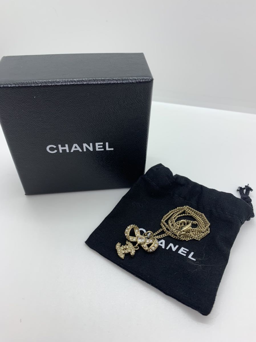 CHANEL ネックレス ココ リボン ラインストーン レディース