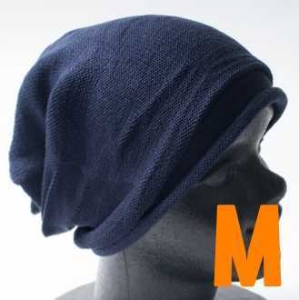 コットン ニット帽 ニットキャップ サマーニット帽 M ネイビー 紺色 メンズ レディース ワッチ 通気性 帽子 男女兼用 オールシーズン